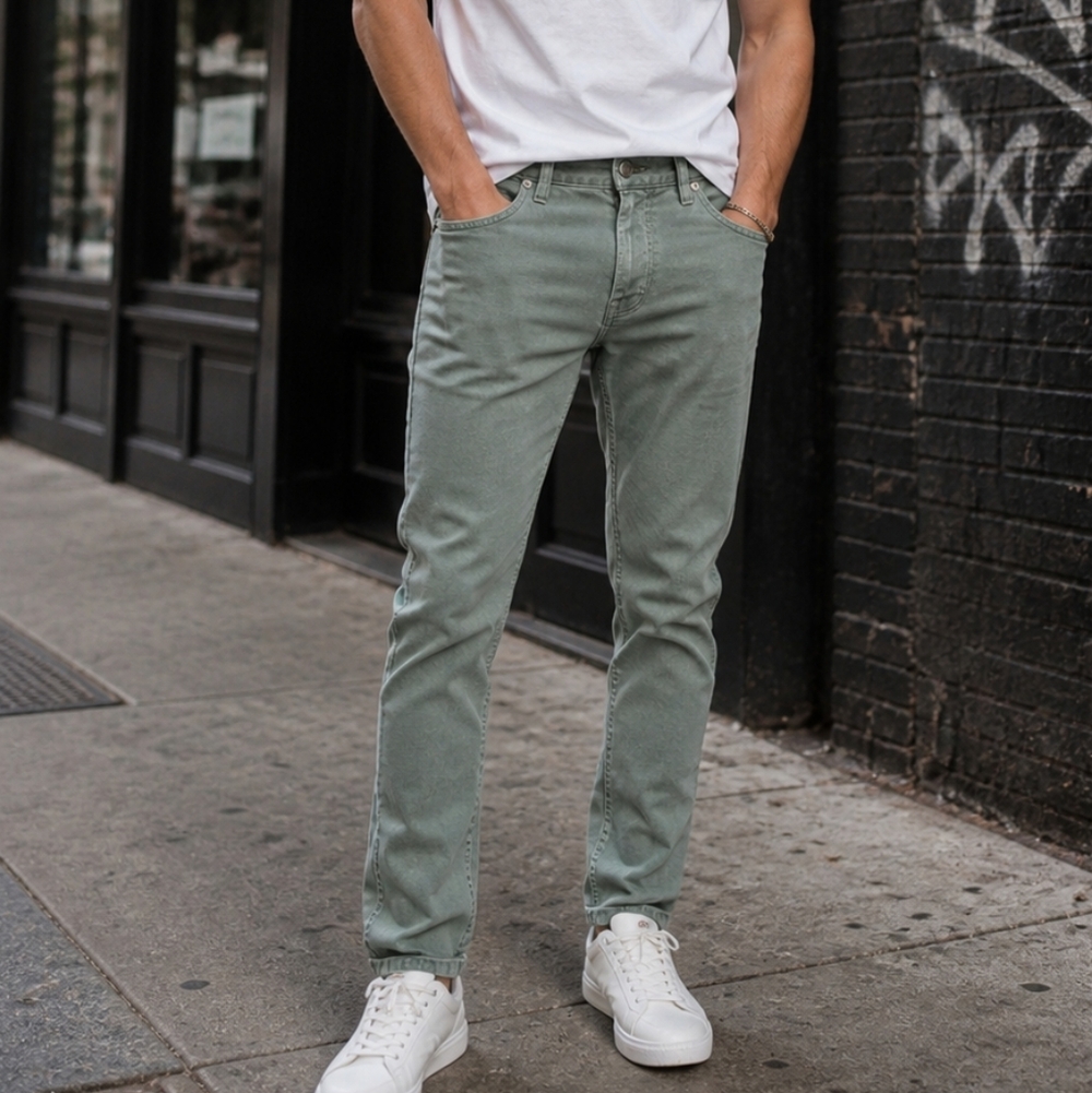 Club Monaco Sage Green Slim Jeans Size 31 Stretch Cotton Modern Fit Pants